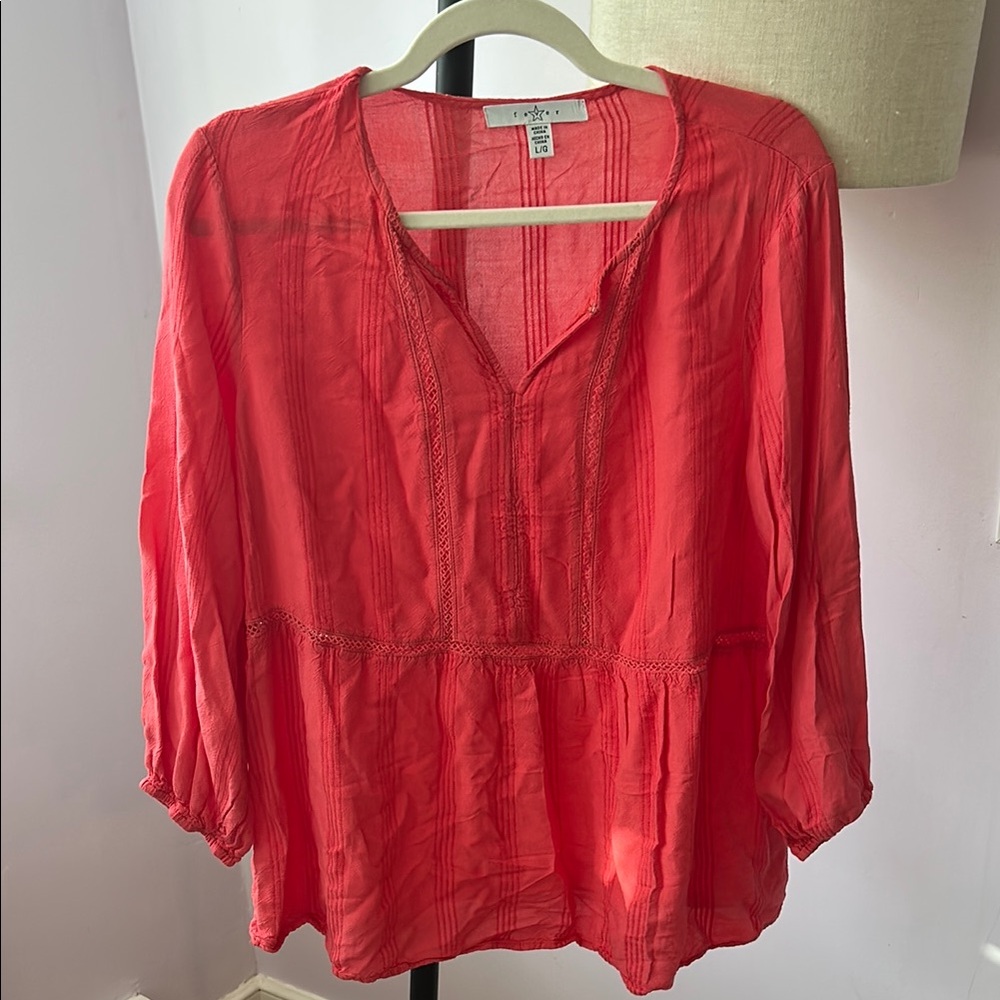 Fever Pink Peplum Blouse with Mandarin Collar